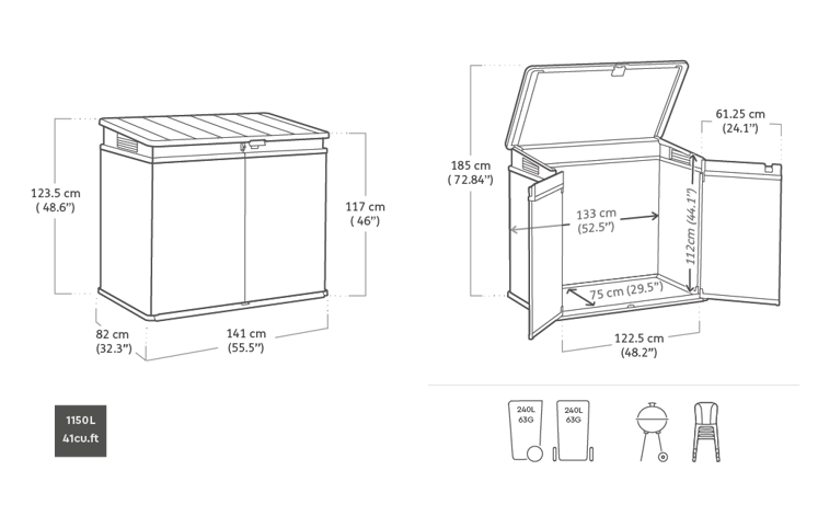 Premier XL Grey Medium Storage Shed - 4x2.5 Shed - Keter US